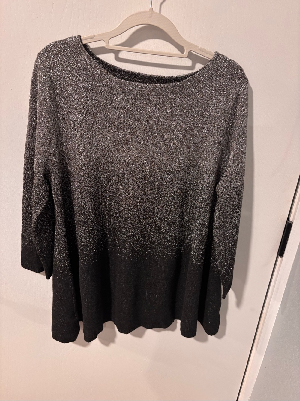 Women's Shimmery Gradient Boatneck Top - Black/Silver Ruby Rd. XL